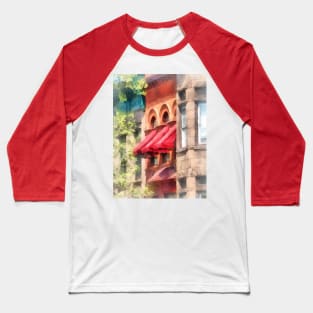 Hoboken NJ - Red Awnings on Brownstone Baseball T-Shirt